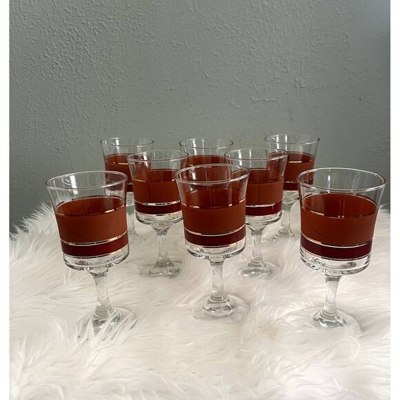 Vintage 70s Libbey goblet 8 piece glassware set - Picture 3 of 9